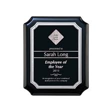 Offering gratitude and praise, an employee recognition plaque shows the best employees that you've noticed their hard work. Gloss Black And Silver Employee Of The Year Wall Plaque With Scalloped Corners Corp Connect