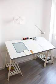 Ikea White Drafting Table With Light Box And Adjustable Trestle Legs Home Ikea Living Room Tables Ikea Craft Room