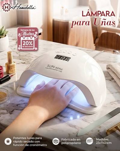 Manicura perfecta en tiempo récord! ✨💅 Consigue un acabado profesional desde la comodidad de tu hogar con nuestra Lámpara para Uñas SUN X5 Plus. Gracias a sus potentes luces de rápido secado