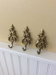 Vintage Ornate Brass Wall Hooks Three Small Brass Hooks Etsy Brass Wall Hook Wall Hooks Entryway Hooks