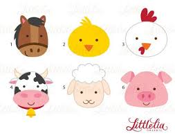 Farm Animal Clipart Farm Animal Head Clipart Animal Head Etsy In 2021 Animal Clipart Animal Heads Farm Animals