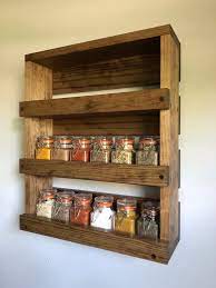 Spice Rack Kitchen Organizer Spice Storage Wood Wall Etsy Wall Mounted Spice Rack Wooden Spice Rack Kitchen Organization Diy
