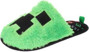 Amazon.com | Minecraft Youth Unisex Slipper, Novelty Plush Scuff, Creeper  Green, Size 12-13 Little Kid | Slippers