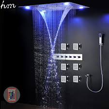 Luxus Dusche Set System Elektrische Led Deckeneinbau Grosse Regen Duschkopf Wasserfall Thermostat Wasserhahn Massage Dusche Pa Dusche Schwalldusche Grosse Dusche