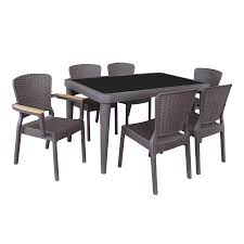 Luxedecor has lounge sets and dining sets for a cohesive look and carries a wide selection of patio tables , patio seating , and patio accessories. Santi 6 Seater Plastic Outdoor Dining Dark Brown Mandaue Foam
