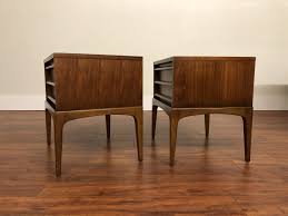 The newly restored tabletop showcases the incredible walnut grains. Lane Rhythm Mid Century Nightstands Pair 1095 Modern To Vintage