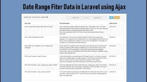 Date Range Filter Data In Laravel Using Ajax Youtube