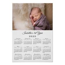 New Baby First Year Photo And Name 2020 Calendar Poster Zazzle Com First Year Photos Babies First Year New Baby Products
