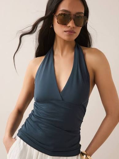 Comprar azul - top sem mangas com decote halter lateral franzido do Next Portugal