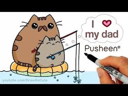 How To Draw Pusheen Cat Step By Step Cute Father S Day Cute Fish Too Cute Drawings Draw So Cute Videos Pusheen Cat