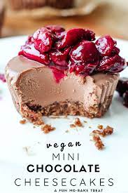 Vegan No Bake Mini Chocolate Cheesecakes Recipe Mini Chocolate Cheesecake Dessert Recipes Desserts