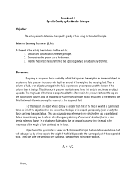Archimedes principles laboratorial report 9 created to report 9: Experiment 5 Fluids Buoyancy Soft Matter