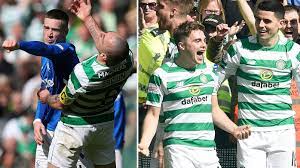Old firm tackles, fouls and fights. Celtic Defeat Rangers Tom Rogic Makes Successful Return Old Firm Derby Scott Brown Fights With Kent And Halliday