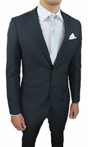 Abiti su misura da uomo. Abito Completo Uomo Sartoriale Grigio Scuro Slim Fit Vestito Elegante Cerimonia Ebay