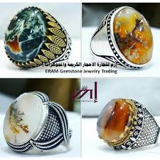 من اجمل العقيق المصور والمشجر والمزهر والطحلبي خاتم عقيق يمني Agate مميز طبيعي100 للعرض Batu Akik