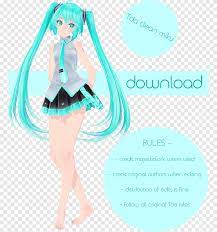 Hatsune Miku Mikumikudance Vocaloid Computer Software Hatsune Miku Blue Fictional Characters Png Pngegg