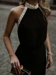 30 Dresses 30 Days Day 17 Corporate Charity Black Backless Gown With A Glamorous Pearl Encrusted Halter Neck Black G Fashion Backless Gown Lbd Outfit