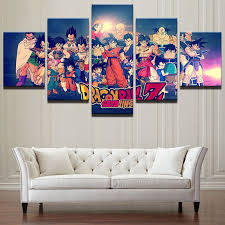Dragon Ball Z Cartoon Characters 5 Panels Framed Canvas Wall Art Home Decor Ebay