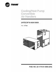 This document and the information in it are the refer to the heater package wiring diagram to assure that the wiring is connected properly. Cooling Heat Pump Convertible Air Handlers 2 4tec3f18 Trane