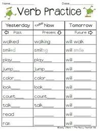 Verb Practice Past Present Future Tense Verb Practice Teaching Grammar Teaching Language Arts