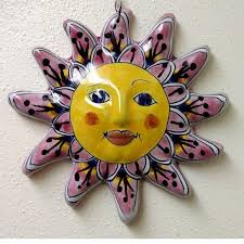 Sun Face Mexican Talavera Ceramic Hand Painted Decorative Wall Hanging 9