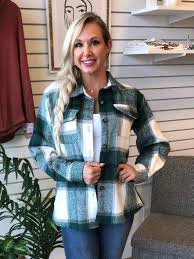 Forest Green Plaid Flannel Shacket 186 The Style Bar Boutique