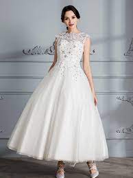 Styles like 3875 create a classic 1950's look. Absolute Lovely Ball Gown Scoop Tea Length Tulle Wedding Dresses Joybetty Online