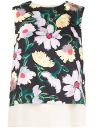 Size chart is for reference only; Marni Floral Print Vest In Black Modesens