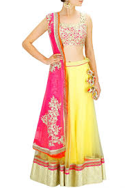 Yellow Gota Lace Lehenga With Gold Cutwork Blouse And Pink Embroidered Dupatta By Amrita Thakur Indian Outfits Indian Fashion Indian Dresses Designers include anamika khanna, anushree reddy, gaurav gupta, manish malhotra, sabyasachi, rahul mishra, ridhi mehra, rimple and harpreet where provided, belts and any designer packaging such as authenticity cards, dust bags, and leather tags should be included with your return along with. pinterest