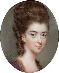 John Smart, A Lady, wearing purple dress edged with fur, her brown hair  dressed with pearls, 1777