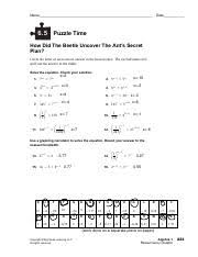 It also has commands for splitting fractions into partial fractions, combining several fractions into one and cancelling common factors within a fraction. A6 5 Worksheet 1 Pdf Name Date 6 5 Puzzle Time How Did The Beetle Uncover The Ant S Secret Plan Circle The Letter Of Each Correct Answer In The Course Hero