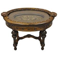 Antique Walnut Jacobean Style Small Coffee Display Table Shell And Mermaid Carving Upholstered Coffee Tables Living Room Decor Furniture Coffee Display
