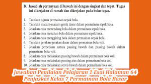 May 31, 2021 · kunci jawaban pjok kelas 7 halaman 157, 158, 159, 160, 161; Jawaban Penilaian Pelajaran 1 Esai Halaman 64 Penjaskes Kelas 7 Bola Besar Youtube