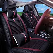 Black And Red Leather Car Seat Covers 12pcs Luxury 5 Seat Car Seat Cover Front Rear With Pillow Waist Cushion Black Red Car Seats Leather Seat Covers Volkswagen New Beetle