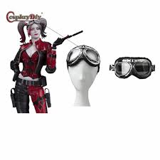 Injustice 2 Quinn Cosplay Glasses Steampunk Gothic Goggles Flying Scooter  Helmet Costume 
