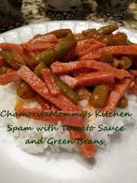 Chamorro Style Spam With Tomato Sauce And Green Beans In 2021 Green Beans Hawaiian Food Food