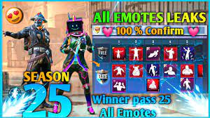 Pubg Mobile Lite Winner Pass 25 All Emotes Leaks All Official Emotes Leaks Pubg Lite Season 25 Youtube