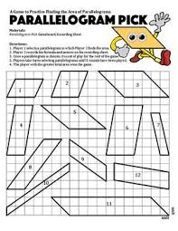 Parallelogram Pick A Game To Practice Finding The Area Of Parallelograms Area Math Games Parallelogram Geometry Activities