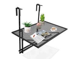 This balcony table can be attached to any deck or balcony rail up to 7.1 wide. Costway Folding Hanging Table Adjustable Balcony Railing Table Patio Deck Black Stacksocial