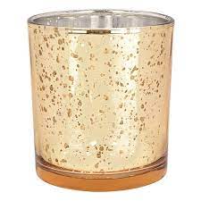 Richland grande hurricane votive holder gold mercury set of 12. Mercury Glass Votive Candle Holder 3 H Speckled Gold
