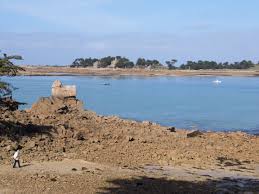 Port Blanc Beach With Ile St Gildas Across The Water