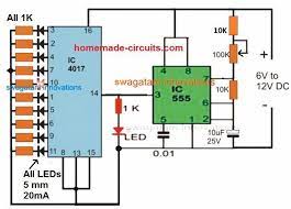 But for instance, the hef4017 recommends only up to 15v. Led Chaser Circuits Knight Rider Scanner Reverse Forward Cascaded Homemade Circuit Projects