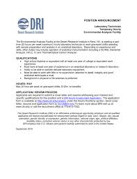Online resume builder makes it fast & easy to create a resume that will get you hired. Laboratory Technician With The Environmental Analysis Facility