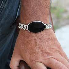 Silver bracelet for men with stone. Coral Stone Last Size 9 Mens Bracelet Silver Bracelets For Men Sterling Silver Earrings Studs
