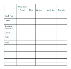 Printable Food Tracking Charts Andbeyondshop Co