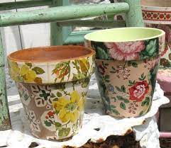 These Wallpaper Decoupage Flower Pots Are A Fun And Easy Way To Jazz Up Your Home Or Garden Depending On What Type Wallpaper Crafts Decoupage Clay Pot Crafts