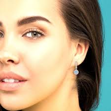 5,54 ct brillante taglio rotondo genuino Halo goccia ciondola naturale  topazio blu svizzero pietra preziosa reale solido 18 carati 14 carati oro  rosa orecchini leva posteriore