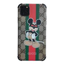 26 52 Classic Gucci Mickey Leather Back Case For Iphone 11 Pro Max Iphone Case Design Luxury Iphone Cases Iphone Cases