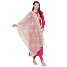 Pick for stylish chrome applique work, swarovski stonework, feathers, mirror work etc. Buy Dupatta Bazaar Woman S Off White Gold Cotton Silk Dupatta With Lucknowi Embroidery At Amazon In