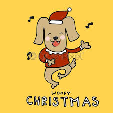 Christmas card with dog dachshund in deer horns. Woofy Christmas Dog Wear Santa Costume Cartoon Vector Illustration Stock Vector Crushpixel